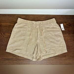 New Gap Pull-On Linen Blend Shorts Size M in Khaki